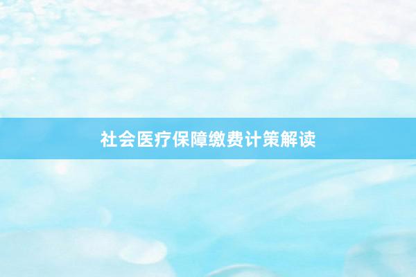 社会医疗保障缴费计策解读